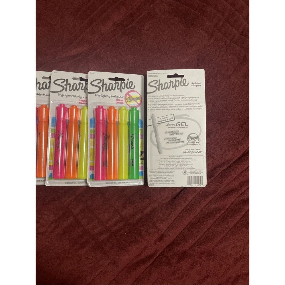 Lot Of 5 Sharpie Highlighters 4 Pk Fluorescent Pink Orange Yellow Green School